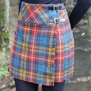 AUTHENTIC 100% pure Scottish wool kilt skirt for women, colorful tartan plaid